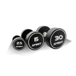 Spirit Fitness 2.5kg to 30kg Round Rubber Dumbbells Set - 12 pairs